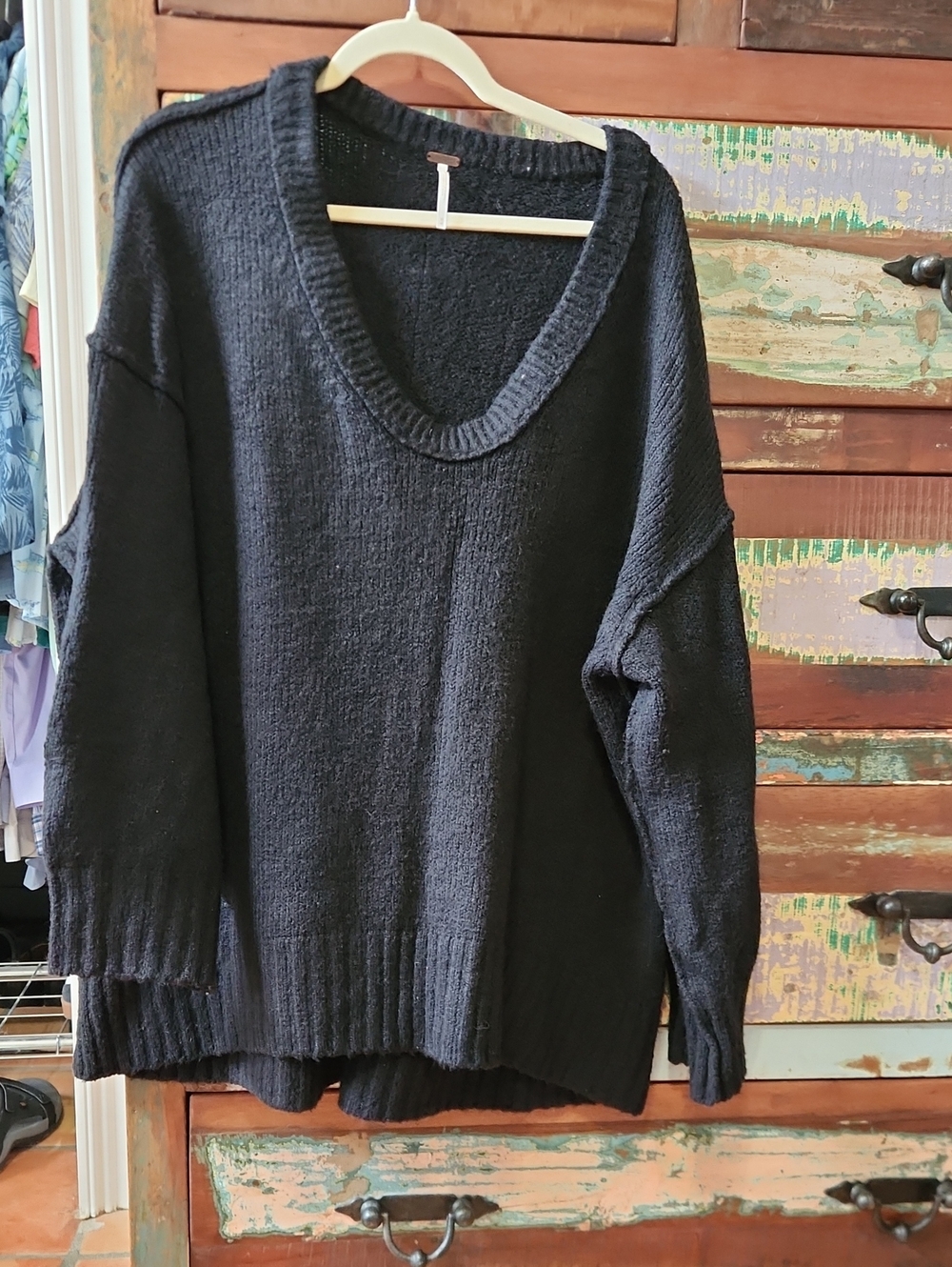 Free People Oversized Sweater in Black